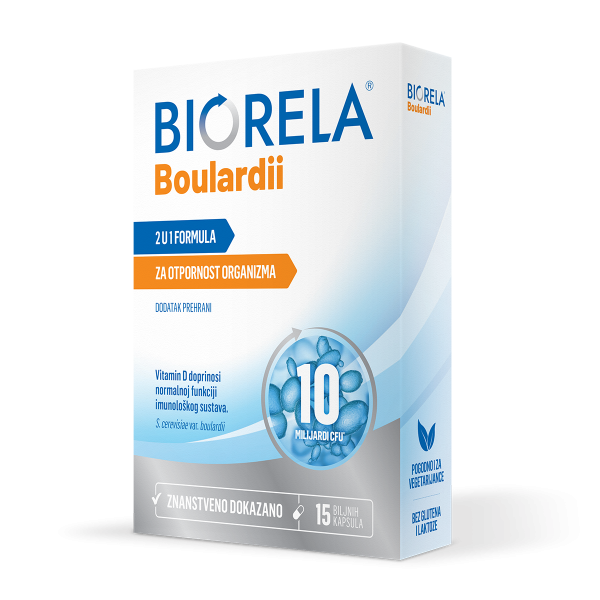 Biorela, Boulardii, 15 kapsler til at hjælpe med diarré og kroppens modstand
