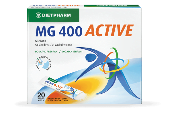 Dietpharm, Magnezij MG 400 ACTIVE, 20 Vrećica, s Vitaminom B