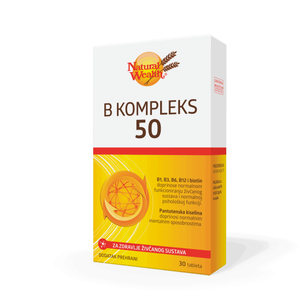 Natural Wealth, B Complex 50, 30 Tabletter