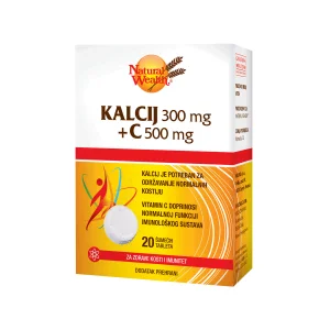 Natural Wealth Calcium 300 mg + C 500 mg 20 brusetabletter til opretholdelse af normale knogler
