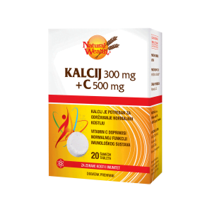 Natural Wealth Kalcij 300 mg + C 500 mg 20 Šumećih Tableta Za Održavanje Normalnih Kostiju