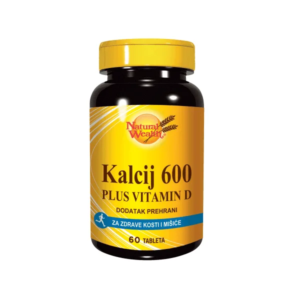 Natural Wealth Kalcis 600 + Vitaminas D 60 Tabletės kaulams ir raumenims