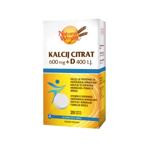 Natural Wealth Kalcium-citrát 600 mg + D 400 ij 20 pezsgőtabletta csontok és izmok számára