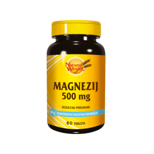 Natural Wealth Magnezij 500 mg 60 Tableta Kod Stresa, Psihičkih Napora, Grčeva u Mišićima, Žgaravice, Usporene Probave