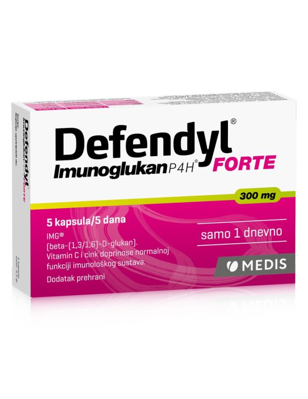 Defendyl, Imunoglucan P4H® Forte, 5 kapsulas, imunitātes atbalsts — no 12 gadiem un vecākiem