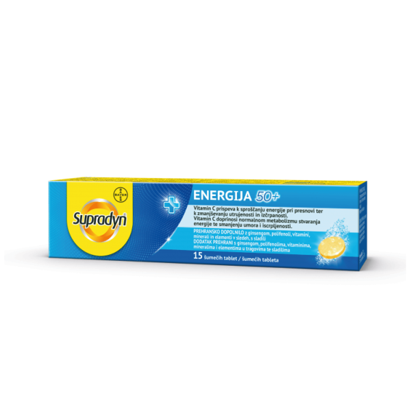 Supradyn®, Energy 50+, putojančios tabletės, 15 vnt., su ženšeniu