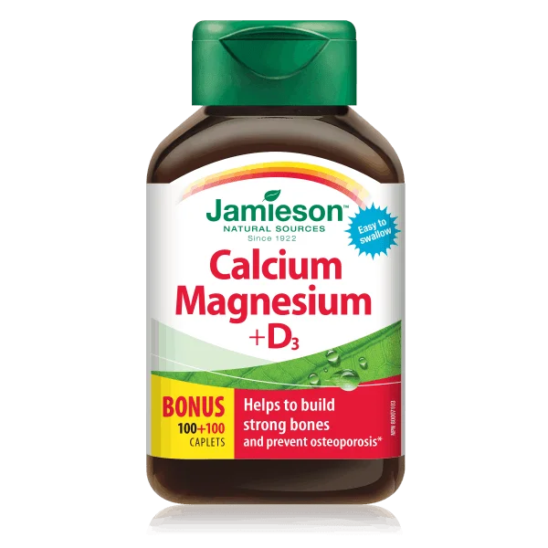 Jamieson Kalzium, Magnesium und Vitamin D3, 200 Tabletten, für normale Knochen und Zähne