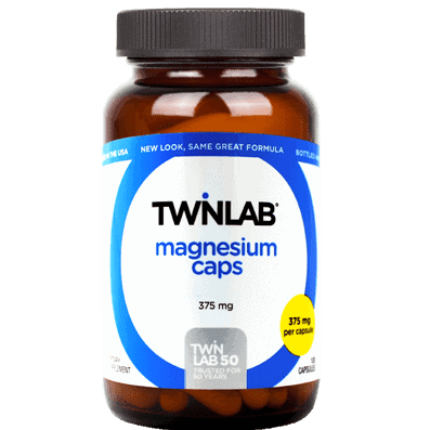 Twinlab Magneesium 375 mg, 100 kapslit, väsimuse ja kurnatuse vähendamiseks