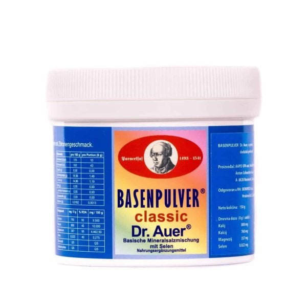 Basenpulver dr. Auer 150 g por gyomorhurut, gyomorégés, puffadás, köszvény, ízületi gyulladás kezelésére