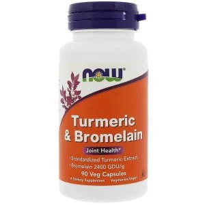 Now Foods Kurkuma en bromelaïne, 90 capsules, curcumine voor gezonde gewrichten