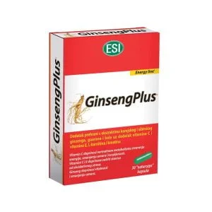 Esi GinsengPlus, 30 kapsulių, su vitaminais C ir E, L-karnitinu, kreatinu