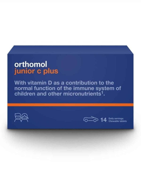 Orthomol® Junior C Plus, 14 arba 30 kramtomųjų tablečių, skirtas susilpnėjusiam imunitetui ir pasikartojančioms infekcijoms – 4 metų ir vyresni