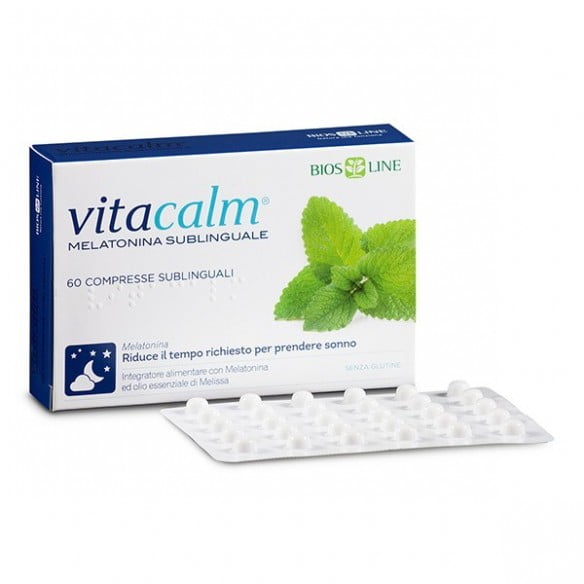 Bios Line, VitaCalm, 60 tablettia, melatoniini ja sitruunamelissa eteerinen öljy