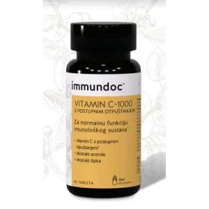 Immundoc C-vitamin 1000mg, 90 tabletter, med ekstrakt af acerola og hyben