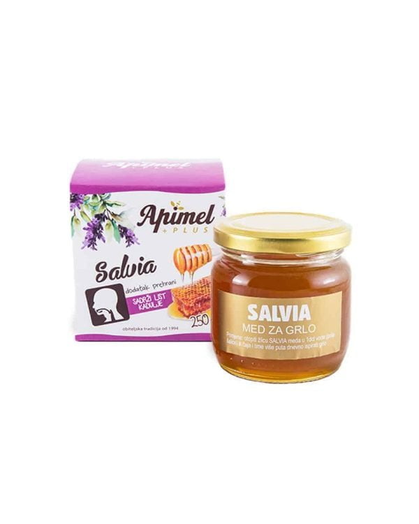Apimel, Salvia, 250 g, honning, mod sygdomme i ørehulen, halsen og mandlerne
