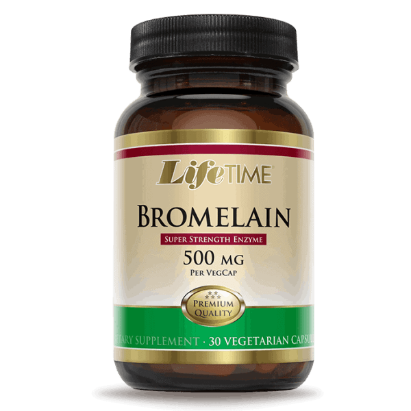 „LifeTime“ bromelainas, 30 kapsulių, virškinimo fermentas, pilvo pūtimas, sužalojimai