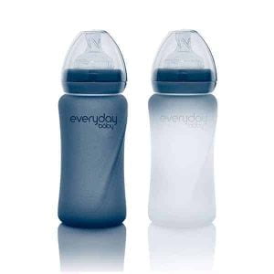 Everyday Baby, Glasflasche – Reagiert auf Hitze, Gesund+, 150 ml oder 240 ml, Pink, Türkis oder Heidelbeerfarbe