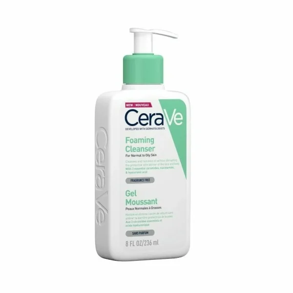CeraVe, Gel nettoyant effervescent, 236 ml, 473 ml ou 1000 ml, peau normale à grasse