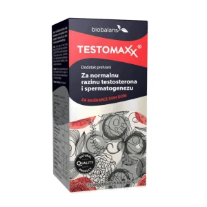 Biobalans, Testomaxx, 75 kapsler, normalt testosteronniveau og spermatogenese