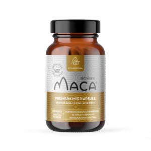 Bioandina, Premium Mix raudona, geltona ir juoda Maca, 3500 mg, 60 kapsulių, PMS, skydliaukės problemos, stresas, nuovargis, amenorėja