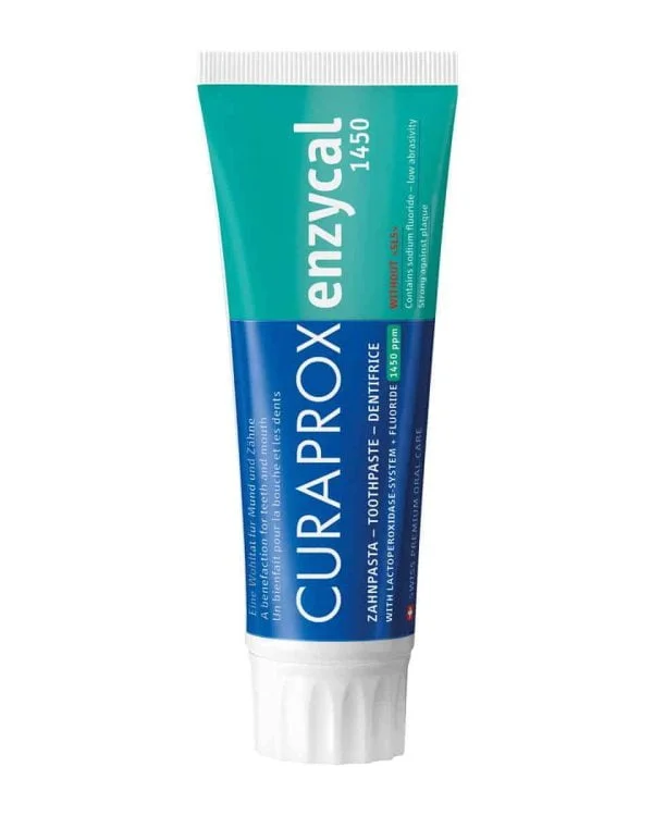 Curaprox, Enzycal 1450 tandpasta, med 1450 ppm natriumfluorid til cariesbeskyttelse, 75 ml