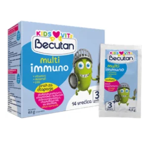 Becutan, Kids Vits, Multi-imūnais pulveris, 14 maisiņi, imunitātes uzlabošanai un uzturēšanai - 1 gadu un vecāki
