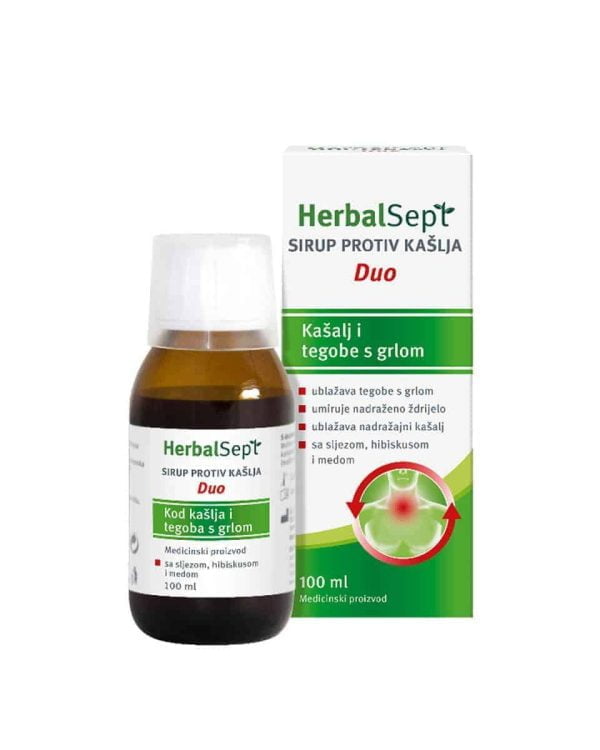 Dott. Theiss, HerbalSept, sciroppo per la tosse duo, 100 ml, tosse irritante, raucedine, deglutizione