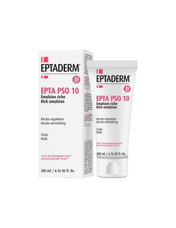 Eptaderm, Epta PSO 10 Rich Emulsion, 200 ml, Haut neigt zu Schuppenbildung, keratorisierende Wirkung