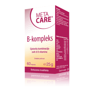 META-CARE® B-komplekss, 60 Kapsula, Cjelovita Kombinacija Svih 8 Vitamina