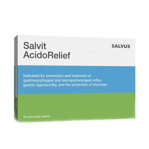 Salvit, AcidoRelief, 24 košļājamās tabletes, reflukss, pastiprināta žultsskābe