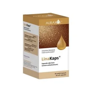 Auraxol, LinaCaps, 30 Capsule, Olio di Semi di Lino, Acido Linolenico e Vitamina E