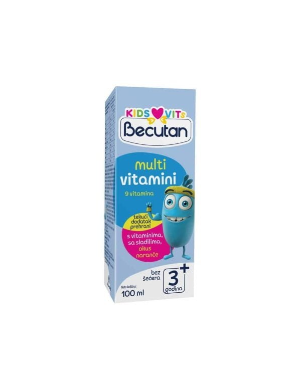 Becutan, multivitaminer, 100 ml, 9 vitaminer, appelsinsmag - 3 år og ældre