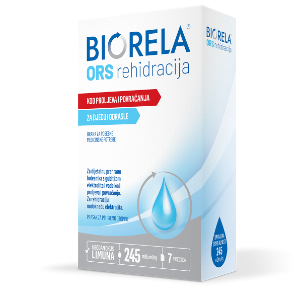 Biorela, ORS, 7 Vrećica, Rehidracija i Nadoknada Elektrolita - 3 Godine i Stariji