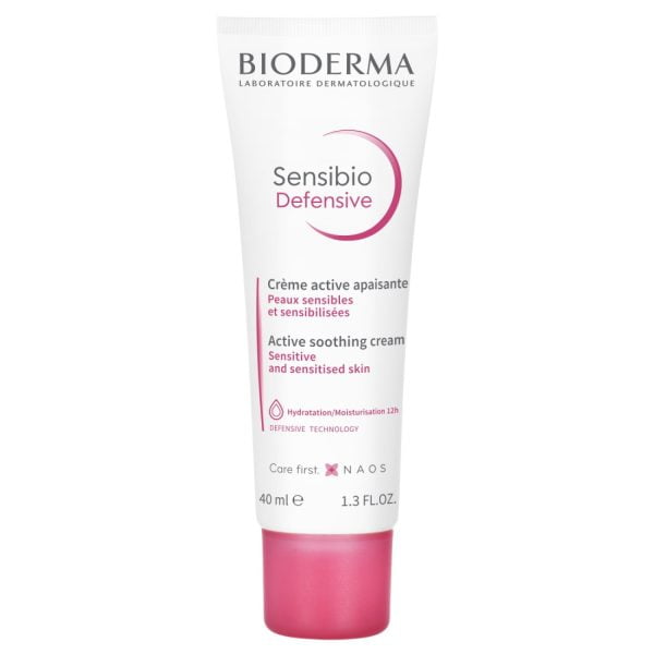 Bioderma, Sensibio Defensive Active Crème Hydratante Apaisante, 40 ml, Peau Sensible du Visage