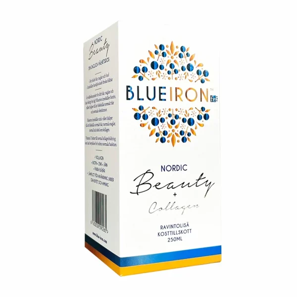 Blue Iron Beauty, šķidrs uztura bagātinātājs ar dzelzi un kolagēnu, melleņu garša, 250 ml