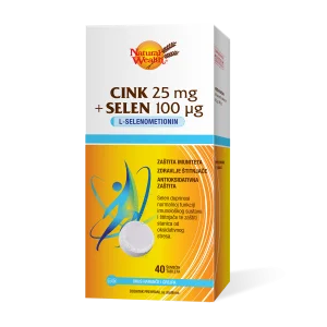 Natural Wealth, Cink 25mg + Selen 100µg, 40 šumečih tablet, Za imunost in zdravje ščitnice