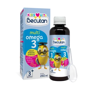 Becutan, Kids Vits Multiomega-3, Šķidrais uztura bagātinātājs, 250 ml - 3 gadi un vecāki