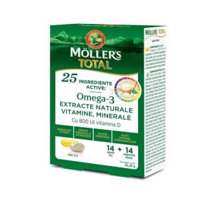 Möller's, Total Omega-3, 14 kapsulas + 14 tabletes,