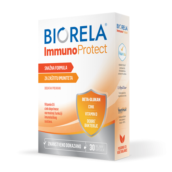 Biorela, Immuno Protect, 30 gélules, bêta-glucane et bonnes bactéries, pour la protection de l'immunité