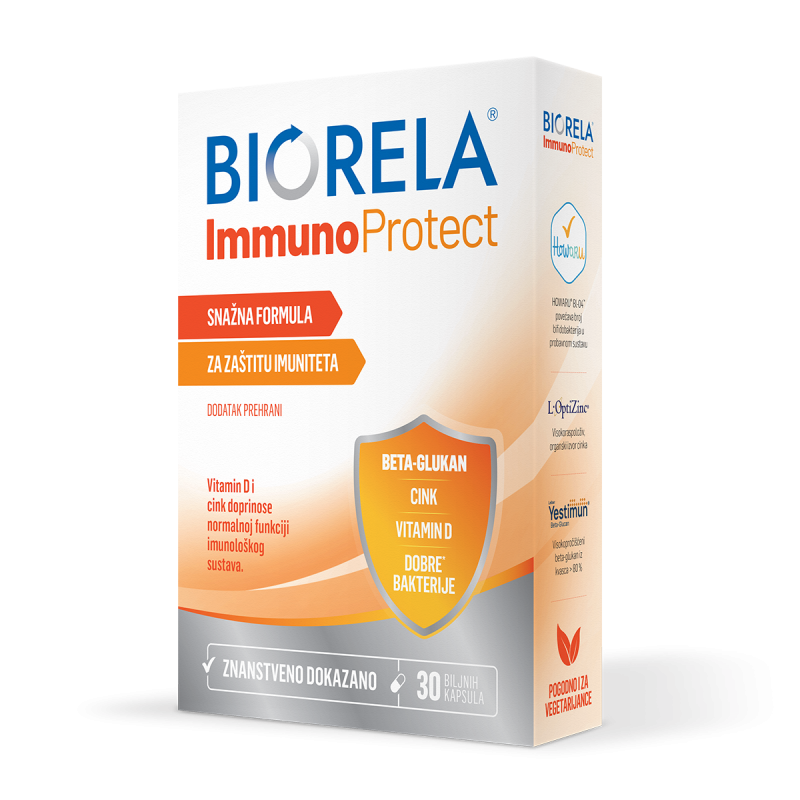 Biorela Biorela, Immuno Protect, 30 Kapsula, Beta Glukan i Dobre Bakterije, Za ...
