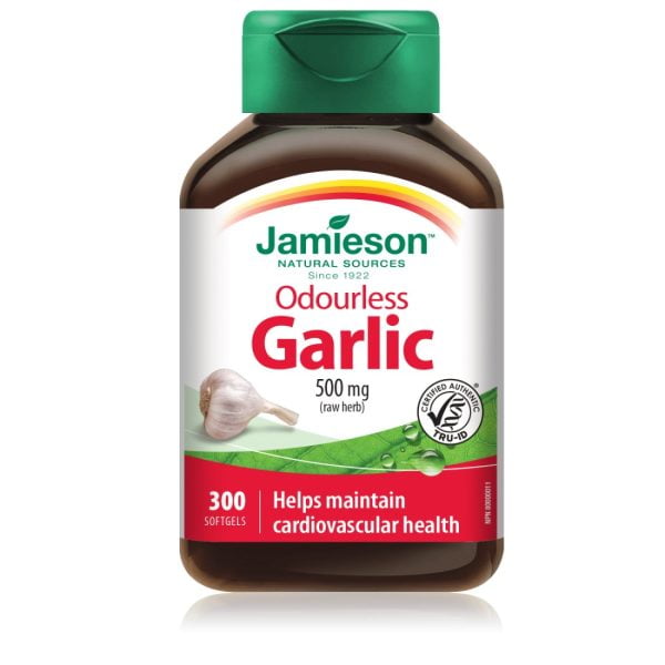 Jamieson, Aglio inodore, 500 mg, 300 capsule